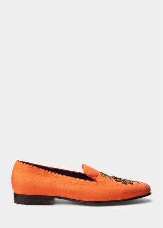 Chaussures habillées en lin brodé Alonzo de Ralph Lauren pour hommes orange