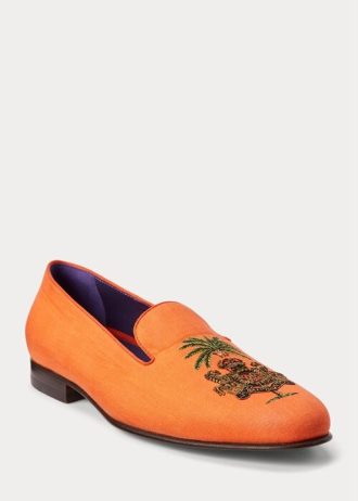 Chaussures habillées en lin brodé Alonzo de Ralph Lauren pour hommes orange