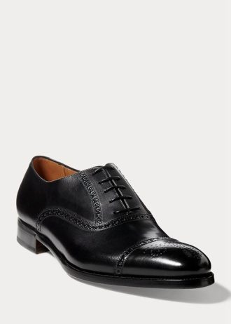 Chaussures habillées noires à bout droit pour hommes Ralph Lauren Denver