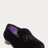 Chaussures habillées noires en velours brodé Alonzo pour hommes de Ralph Lauren Chaussures habillées noires en velours brodé Alonzo pour hommes de Ralph Lauren
