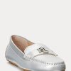 Chaussures plates argentées pour femmes Ralph Lauren Barnsbury en cuir nappa métallisé Chaussures plates argentées pour femmes Ralph Lauren Barnsbury en cuir nappa métallisé