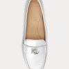 Chaussures plates argentées pour femmes Ralph Lauren Barnsbury en cuir nappa métallisé Chaussures plates argentées pour femmes Ralph Lauren Barnsbury en cuir nappa métallisé