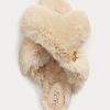 Chaussures plates beiges en fausse fourrure Sydni pour femmes de Ralph Lauren