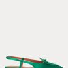 Chaussures plates à bride arrière en satin de soie mélangée Ralph Lauren vertes pour femmes Chaussures plates à bride arrière en satin de soie mélangée Ralph Lauren vertes pour femmes