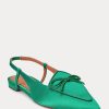 Chaussures plates à bride arrière en satin de soie mélangée Ralph Lauren vertes pour femmes Chaussures plates à bride arrière en satin de soie mélangée Ralph Lauren vertes pour femmes