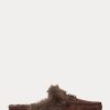Chaussures plates en daim avec bordure en fausse fourrure Ralph Lauren Savanah chocolat pour femmes