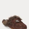 Chaussures plates en daim avec bordure en fausse fourrure Ralph Lauren Savanah chocolat pour femmes