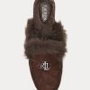 Chaussures plates en daim avec bordure en fausse fourrure Ralph Lauren Savanah chocolat pour femmes