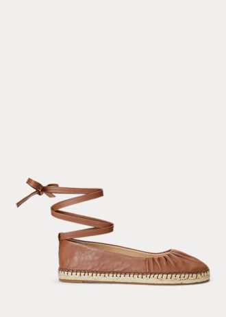 Chaussures plates à lacets en cuir nappa Cecilia de Ralph Lauren marron pour femme
