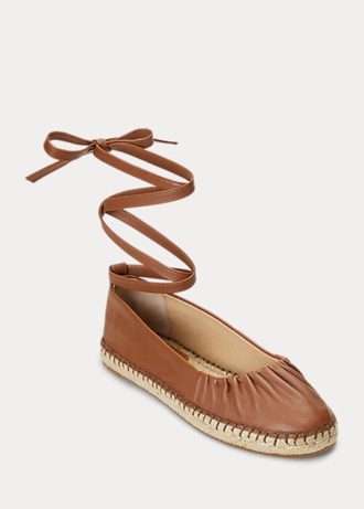 Chaussures plates à lacets en cuir nappa Cecilia de Ralph Lauren marron pour femme