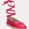 Chaussures plates à lacets en cuir nappa fuchsia Cecilia Ralph Lauren pour femmes Chaussures plates à lacets en cuir nappa fuchsia Cecilia Ralph Lauren pour femmes