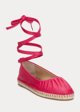 Chaussures plates à lacets en cuir nappa fuchsia Cecilia Ralph Lauren pour femmes