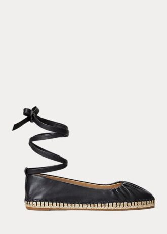 Chaussures plates à lacets en cuir nappa noir Cecilia Ralph Lauren pour femmes