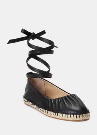 Chaussures plates à lacets en cuir nappa noir Cecilia Ralph Lauren pour femmes