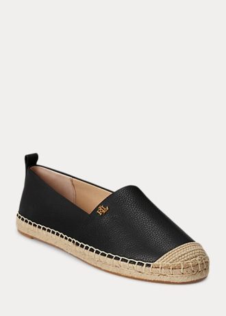 Chaussures plates noires en cuir vieilli Cameryn IV de Ralph Lauren pour femmes