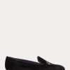 Chaussures plates noires en velours brodé Alonzo de Ralph Lauren pour femmes Chaussures plates noires en velours brodé Alonzo de Ralph Lauren pour femmes