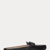 Chaussures plates noires Ralph Lauren Brynn en cuir bruni pour femme Chaussures plates noires Ralph Lauren Brynn en cuir bruni pour femme
