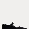 Chaussures plates pointues Mary Jane en velours noir Ralph Lauren pour femmes