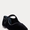 Chaussures plates pointues Mary Jane en velours noir Ralph Lauren pour femmes