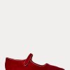 Chaussures plates pointues Mary Jane en velours rouge Ralph Lauren pour femmes Chaussures plates pointues Mary Jane en velours rouge Ralph Lauren pour femmes