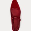 Chaussures plates pointues Mary Jane en velours rouge Ralph Lauren pour femmes Chaussures plates pointues Mary Jane en velours rouge Ralph Lauren pour femmes