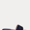Chaussures plates Ralph Lauren Alegra en cuir à motif crocodile bleu marine pour femme