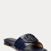 Chaussures plates Ralph Lauren Alegra en cuir à motif crocodile bleu marine pour femme