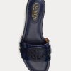 Chaussures plates Ralph Lauren Alegra en cuir à motif crocodile bleu marine pour femme