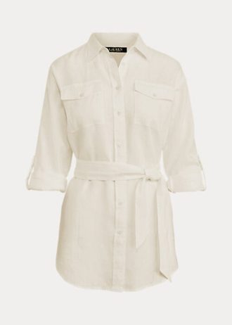 Chemises blanches en lin avec ceinture Ralph Lauren pour femmes