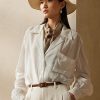 Chemises blanches en voile de lin Roslin Ralph Lauren pour femmes Chemises blanches en voile de lin Roslin Ralph Lauren pour femmes