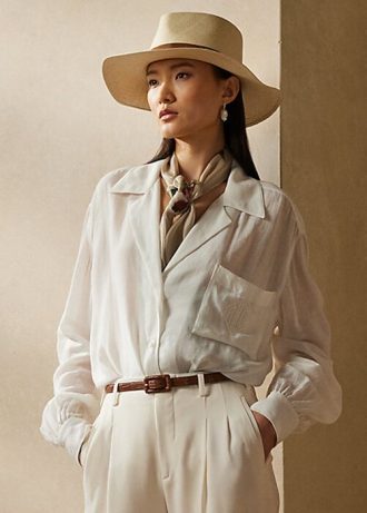 Chemises blanches en voile de lin Roslin Ralph Lauren pour femmes