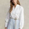 Chemises blanches à manches blouson en coton coupe carrée Ralph Lauren pour femme
