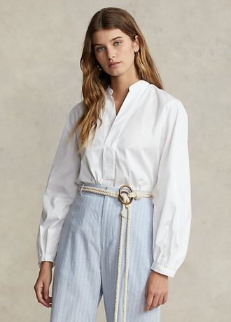 Chemises blanches à manches blouson en coton coupe carrée Ralph Lauren pour femme