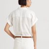 Chemises blanches à manches dolman en lin Ralph Lauren pour femmes
