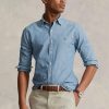 Chemises bleues en chambray slim fit Ralph Lauren pour hommes Chemises bleues en chambray slim fit Ralph Lauren pour hommes