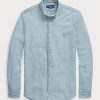 Chemises bleues en chambray slim fit Ralph Lauren pour hommes Chemises bleues en chambray slim fit Ralph Lauren pour hommes