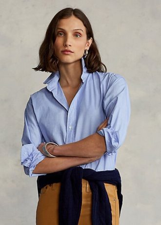 Chemises bleues en coton Ralph Lauren pour femmes