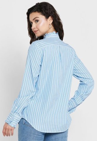 Chemises bleues à volants et rayures Ralph Lauren pour femmes