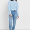 Chemises bleues à volants et rayures Ralph Lauren pour femmes Chemises bleues à volants et rayures Ralph Lauren pour femmes