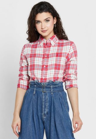 Chemises boutonnées à carreaux roses Ralph Lauren pour femmes