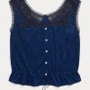 Chemises caraco bleu marine Ralph Lauren indigo à bordure crochetée pour femme