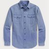 Chemises de travail chino bleues Ralph Lauren coupe classique pour hommes