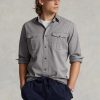 Chemises de travail chino classiques Ralph Lauren grises pour hommes Chemises de travail chino classiques Ralph Lauren grises pour hommes