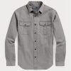 Chemises de travail chino classiques Ralph Lauren grises pour hommes Chemises de travail chino classiques Ralph Lauren grises pour hommes