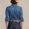Chemises en jean bleues Ralph Lauren pour femmes Chemises en jean bleues Ralph Lauren pour femmes