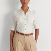 Chemises en jersey extensible Ralph Lauren crème pour femmes Chemises en jersey extensible Ralph Lauren crème pour femmes