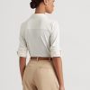 Chemises en jersey extensible Ralph Lauren crème pour femmes Chemises en jersey extensible Ralph Lauren crème pour femmes