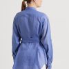 Chemises en lin bleues à ceinture Ralph Lauren pour femmes Chemises en lin bleues à ceinture Ralph Lauren pour femmes
