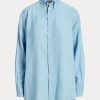 Chemises en lin bleues Ralph Lauren coupe décontractée pour femmes