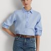 Chemises en lin bleues Ralph Lauren pour femmes Chemises en lin bleues Ralph Lauren pour femmes